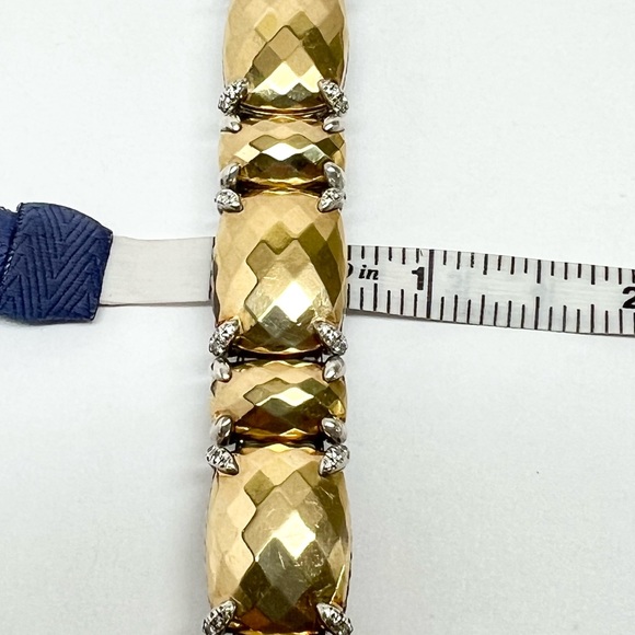 David Yurman Diamond Chatelaine Linear Bracelet .925/18K Yellow Gold $3650 - Picture 7 of 9